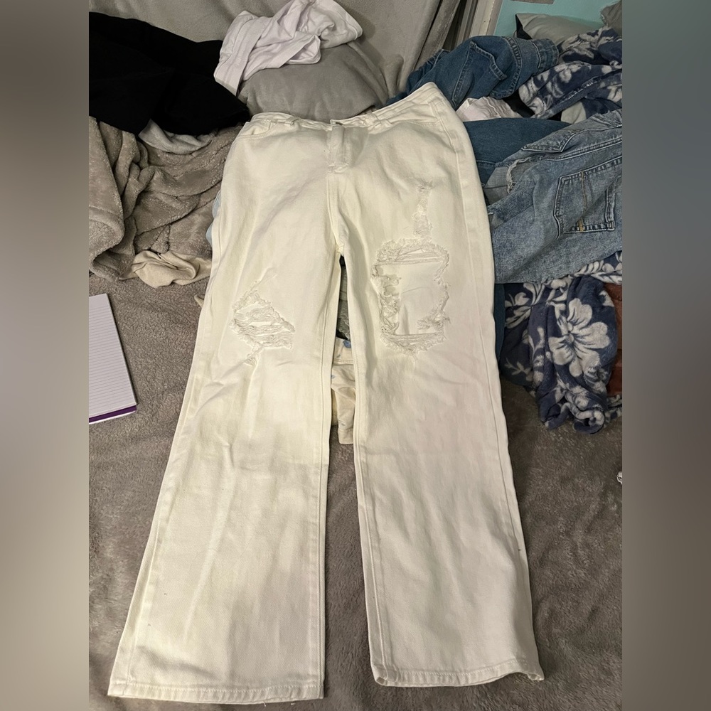white ripped jeans